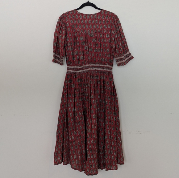 Lali Eleanor 3-Quarter Cuff Sleeve Smocked Lace Waist Dress, Block Print - Picture 4 of 9